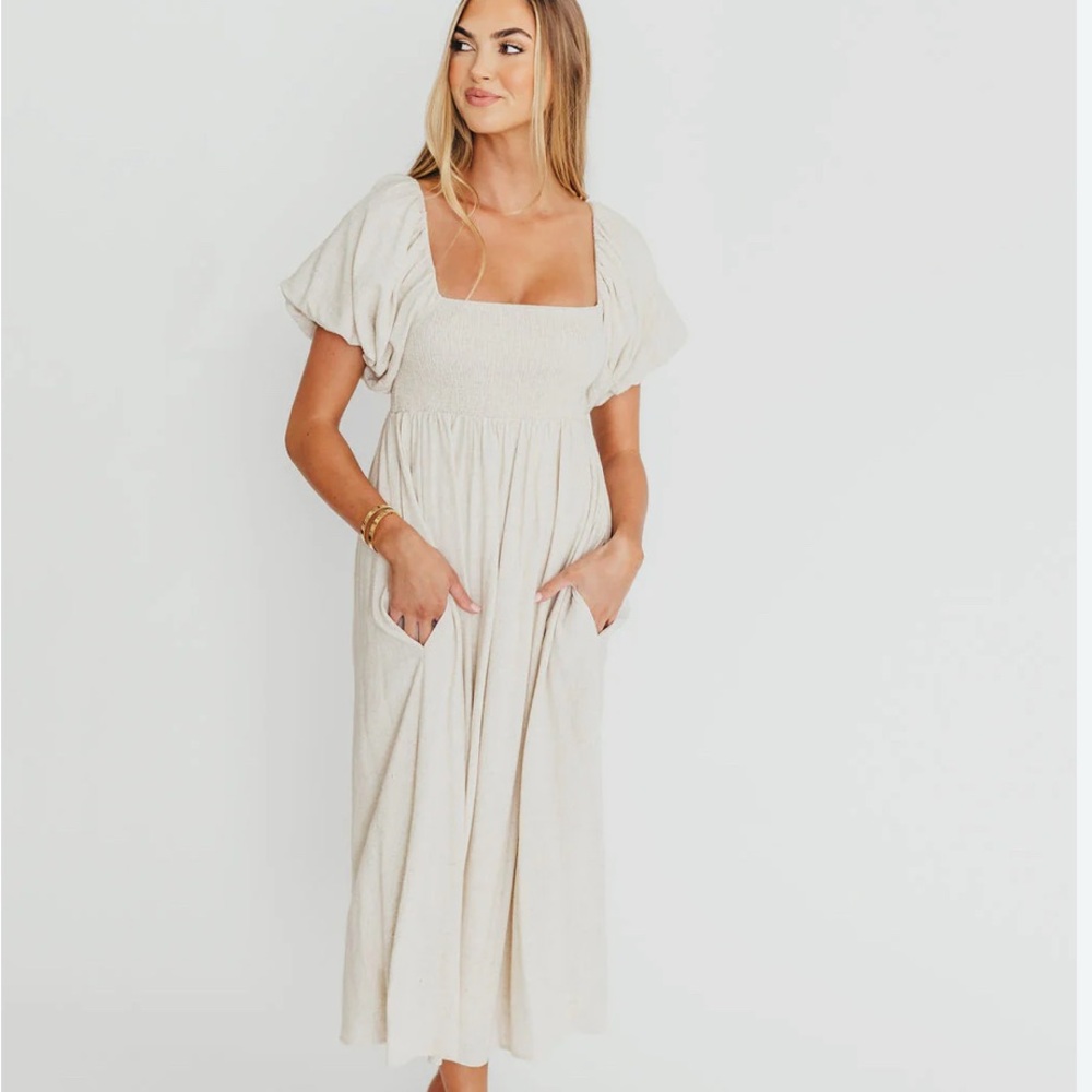Rosalie Maxi Dress in Linen - Bump-Friendly